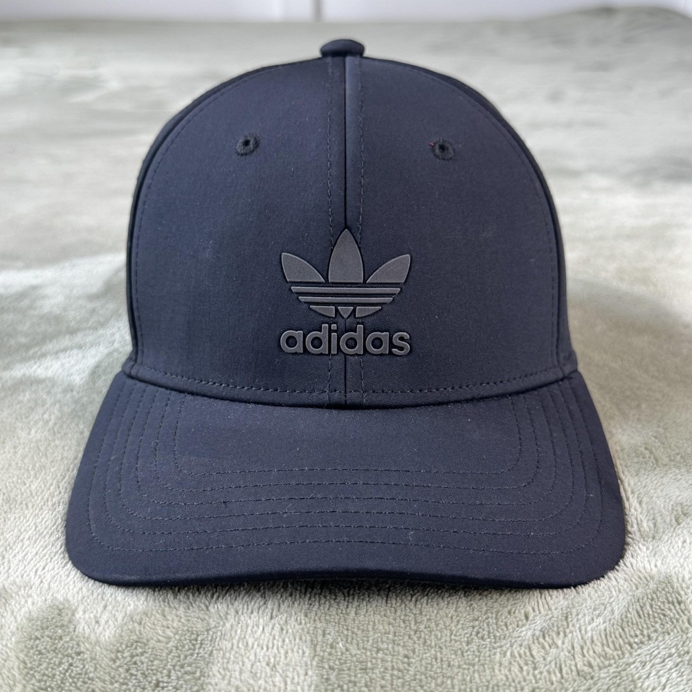 Adidas Hat Cap Snap Back Mens One Size Black Trefoil Bump Cap Logo Baseball